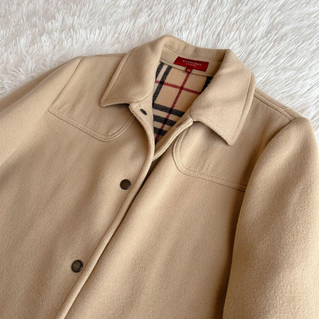 大きいサイズ✨ バーバリー　ウールコート　ノバチェック　ベージュ　刺繍ロゴ　44