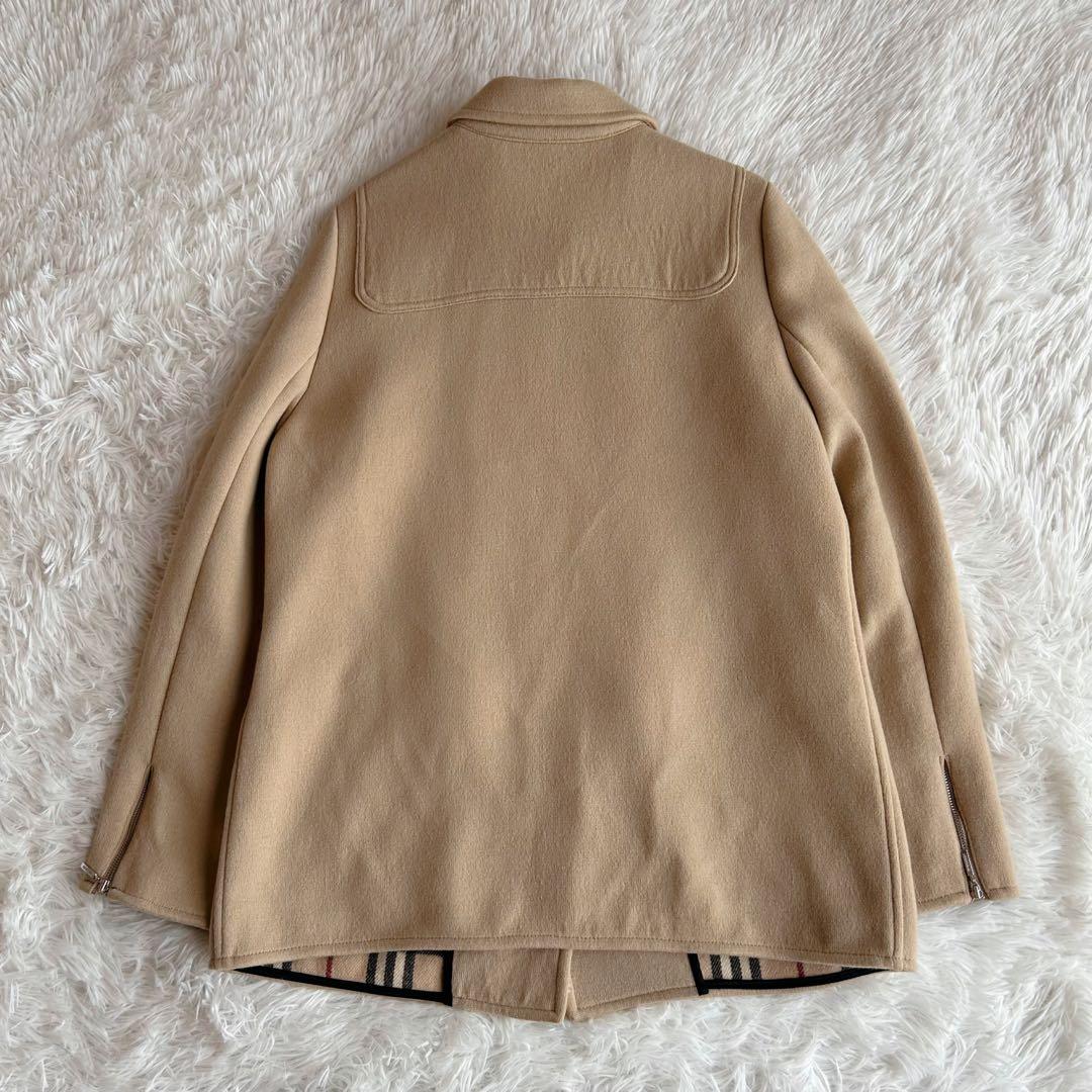 大きいサイズ✨ バーバリー　ウールコート　ノバチェック　ベージュ　刺繍ロゴ　44