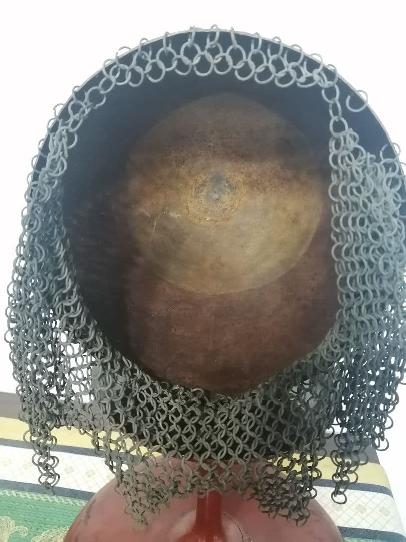 時代 蒙古軍 鉄地鎖帷子付 モンゴル 兜