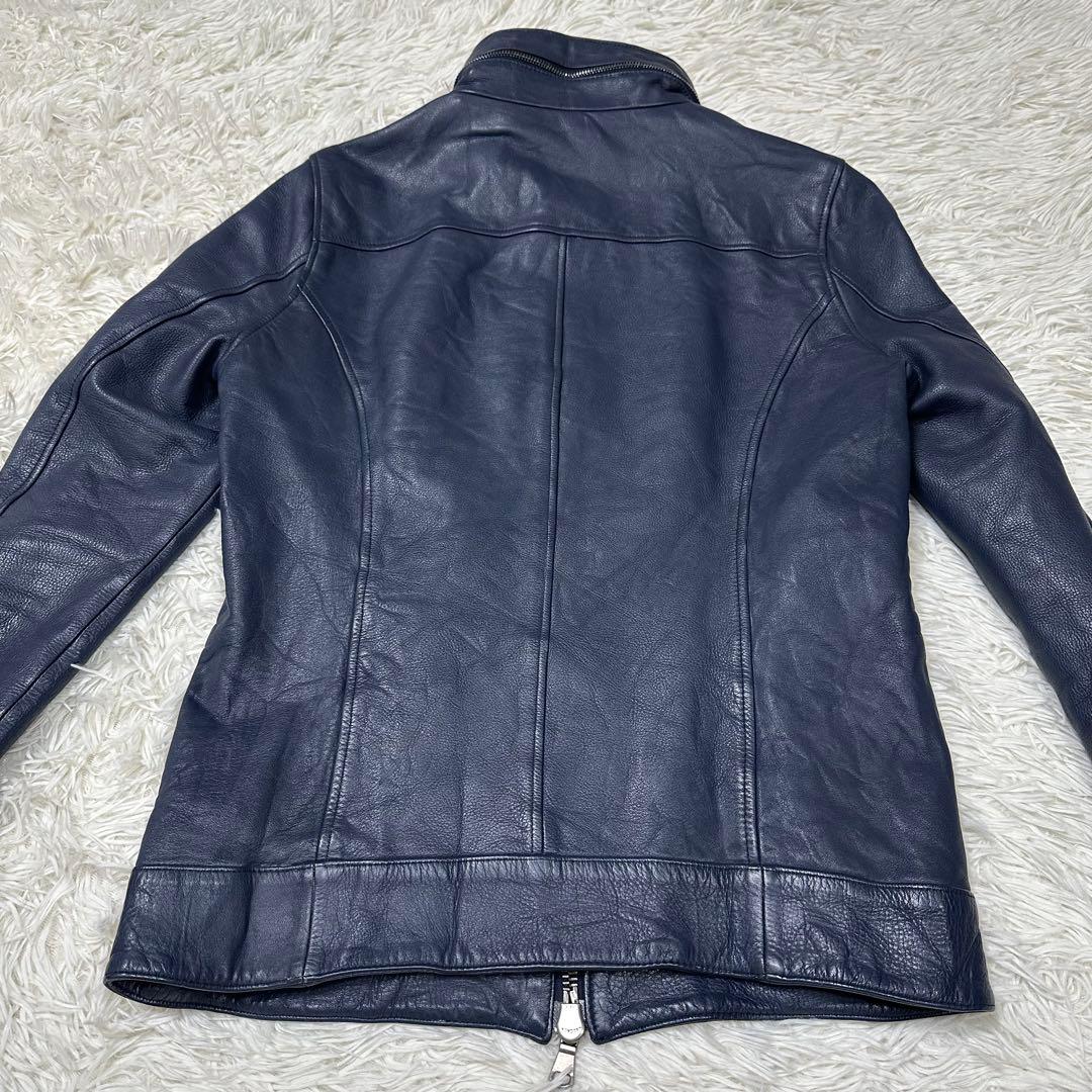 極美品✨レザー　インナーライダースジャケット　紺　M junhashimoto