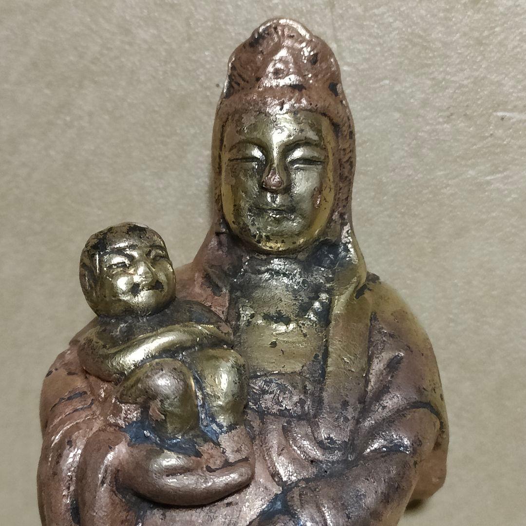 子供を抱いた観音様　慈母観音　時代物　骨董アンティーク　マリア観音No.183