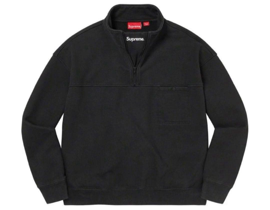 シュプリーム ハーフジップスウェットブラック