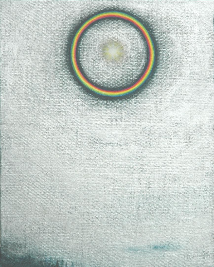 油絵 菅家令子 絵 絵画インテリア額付(黒) F3-S102023 風景祈り希望