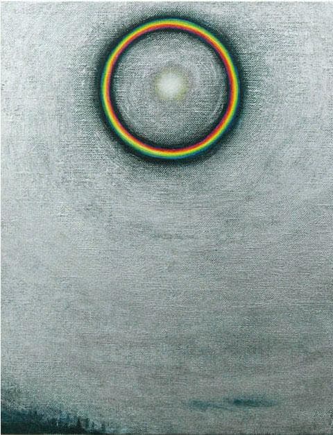 油絵 菅家令子 絵 絵画インテリア額付(黒) F3-S102023 風景祈り希望