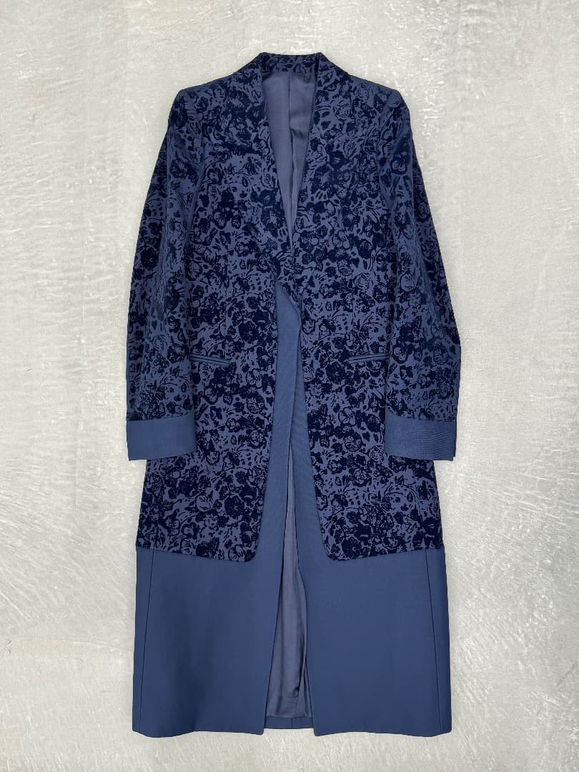 セリーヌ フラワージャガード コート 36 ネイビー CELINE チェスター