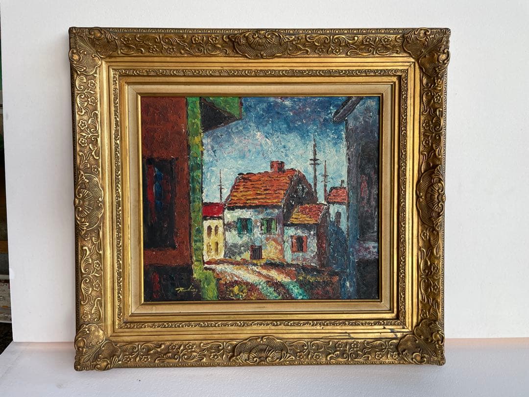 印象派風景画 金色フレーム付き 約48㎝×55㎝