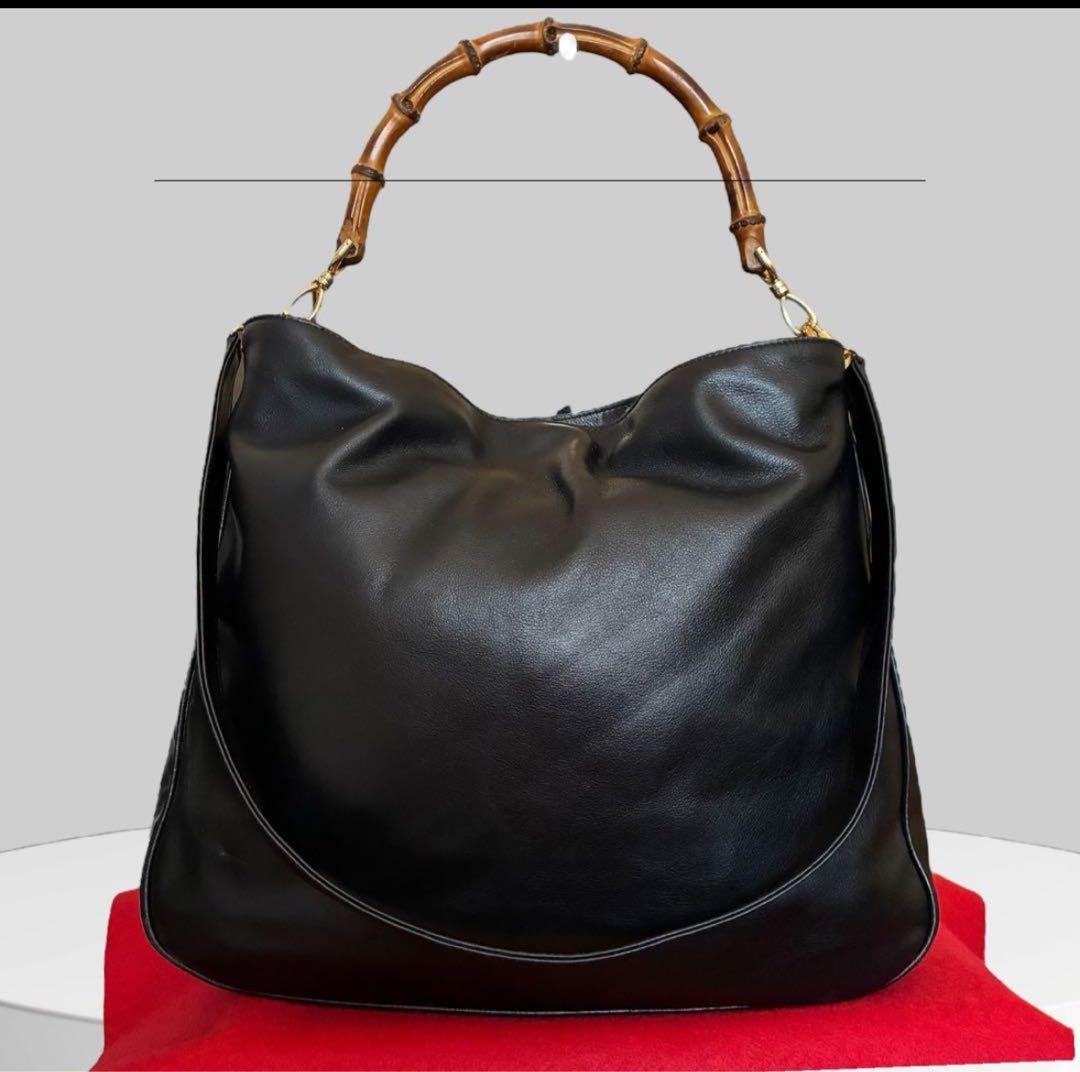 GUCCI 2way バンブー ショルダーバッグ ブラック