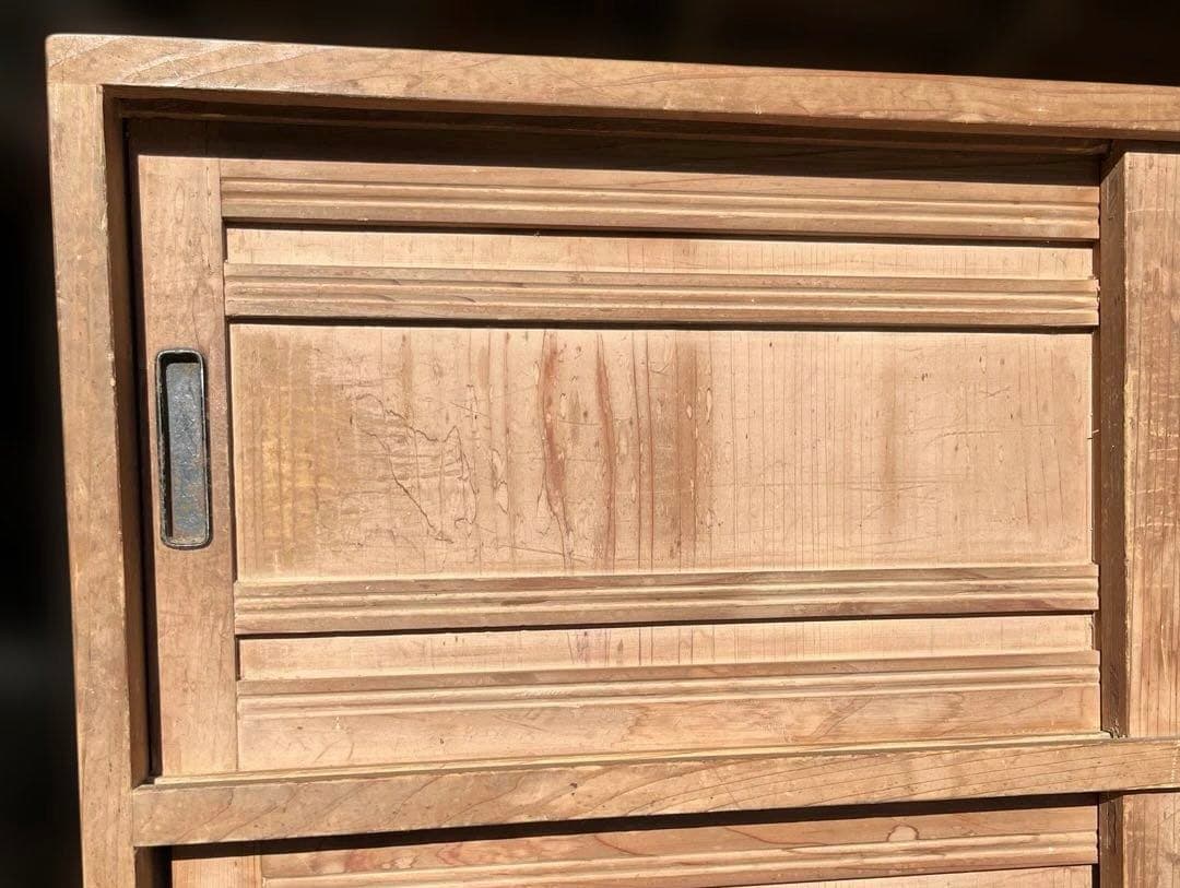 送料込　昭和レトロ　古民家　木製下駄箱　棚　引き戸　キャビネット　アンティーク