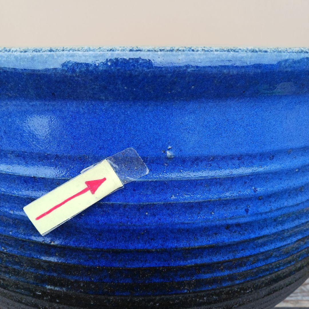 新品　∅50　陶器　睡蓮鉢　特大　難有　メダカ鉢　手造り　青＆緑色　高級　LLB