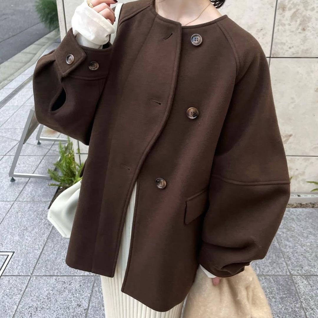 ウェーブデザインミドルコート hinari ブラウン おまけ付き