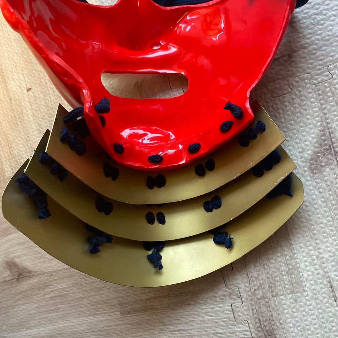 【着用可能】手作り面頬　武具　鎧兜　甲冑　等身大　半頬　ハンドメイド　軽量　お面