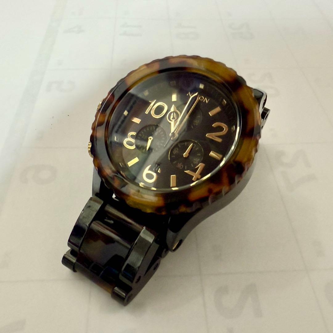 【美品/電池交換済/箱付】 NIXON 腕時計 べっ甲 クロノグラフ 値下げ