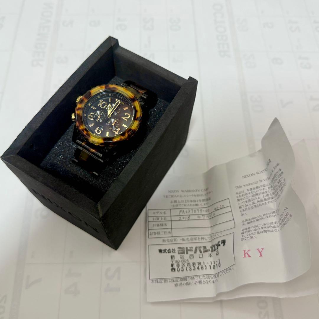 【美品/電池交換済/箱付】 NIXON 腕時計 べっ甲 クロノグラフ 値下げ