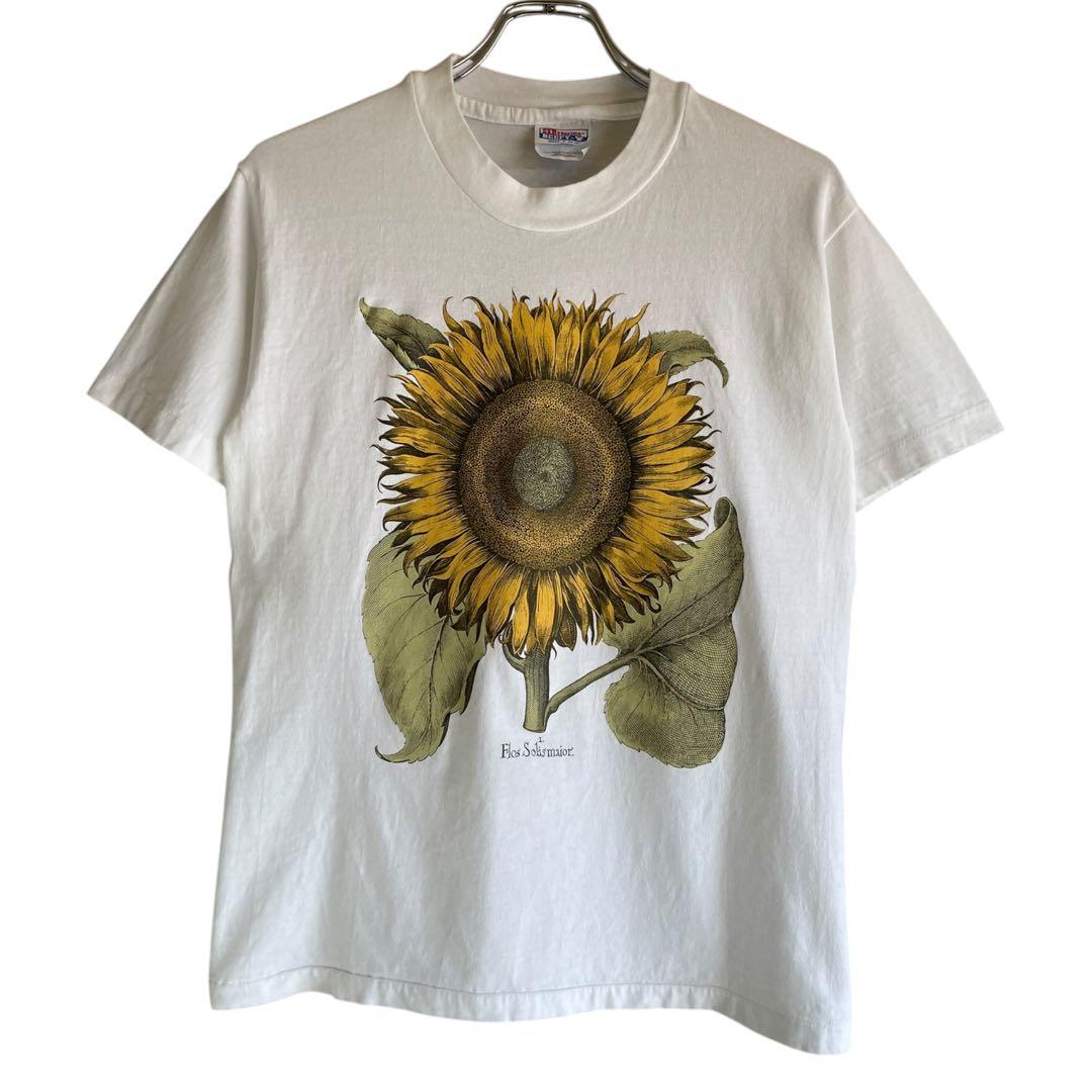 90s flos solis maior Tシャツ アート 向日葵 白 S