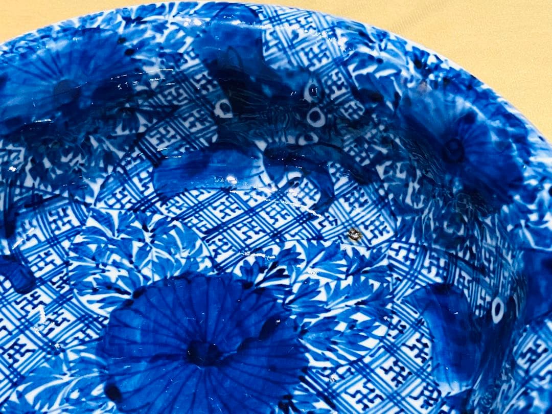 古伊万里 アンティーク 染付 三ツ揃 鉢 皿 時代物 蔵出し 骨董 ベロ藍