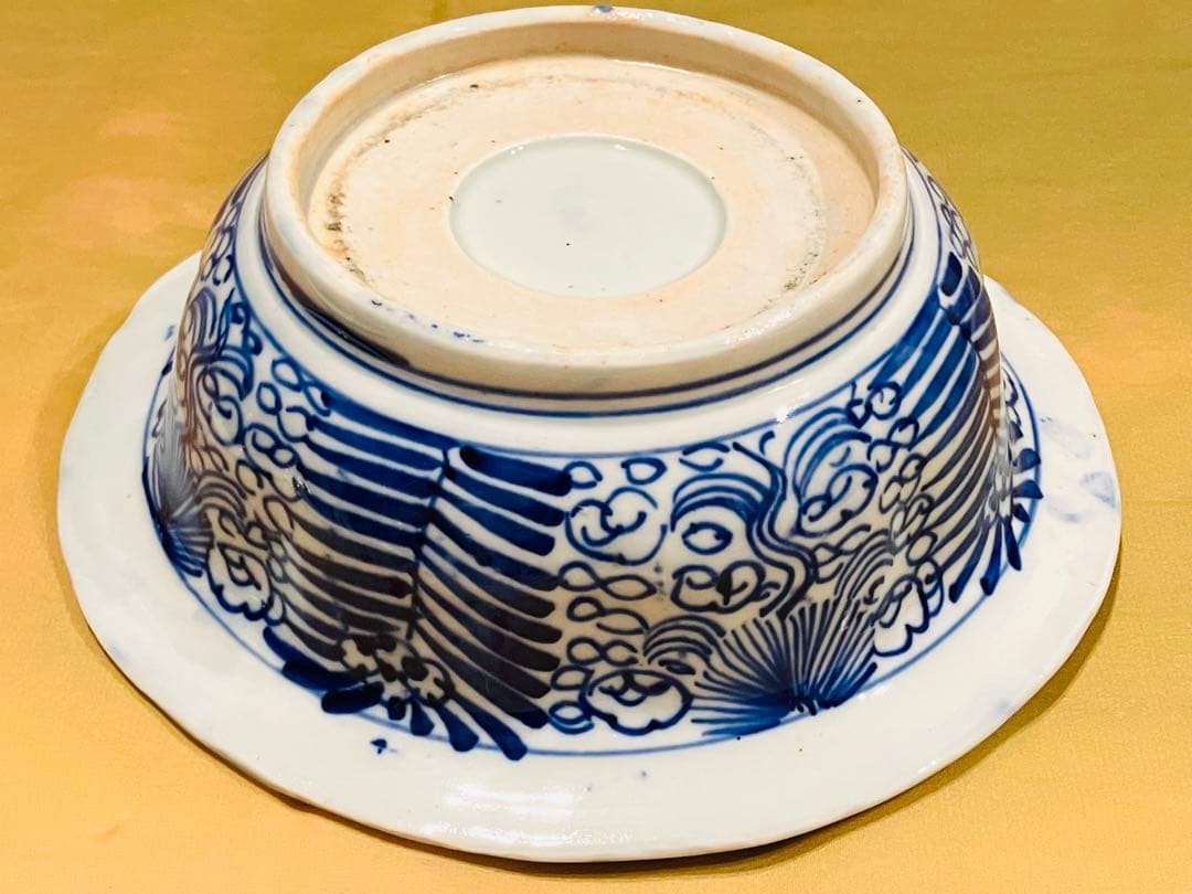 古伊万里 アンティーク 染付 三ツ揃 鉢 皿 時代物 蔵出し 骨董 ベロ藍