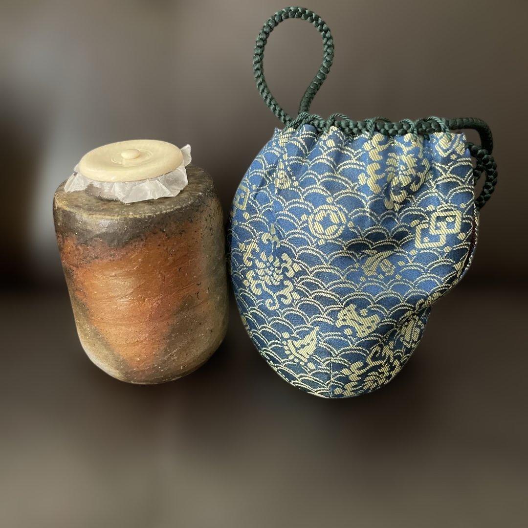 ☆茶3 美品　伊勢崎競　備前肩衝茶入　共箱　出来良