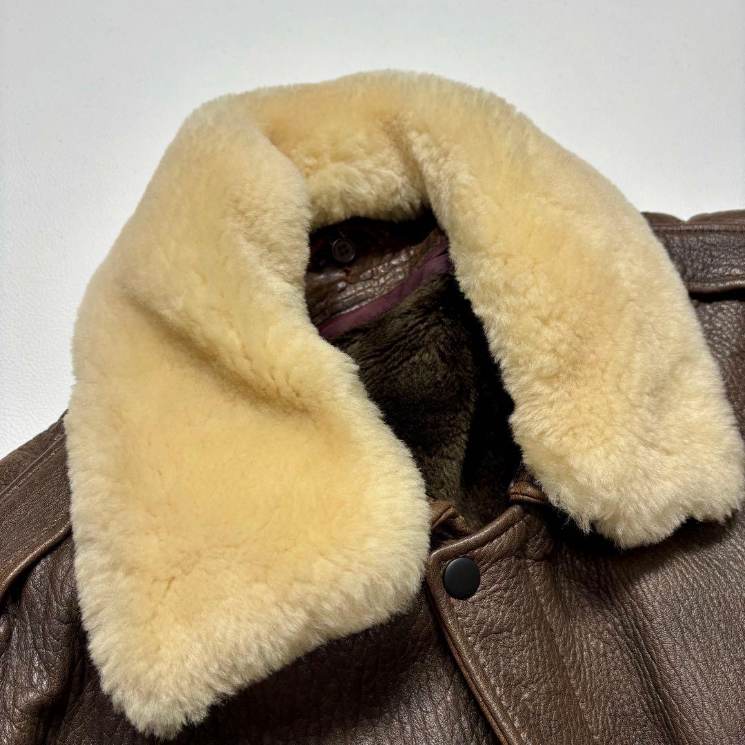 G-1 A-2 ラムレザー フライト ジャケット ブラウン ライナー付き L相当