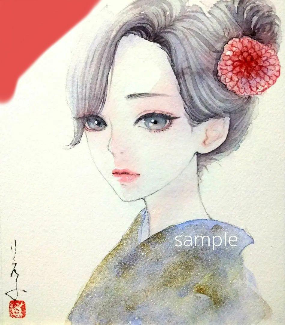 肉筆原画　水彩紙　絵画　手描きイラスト