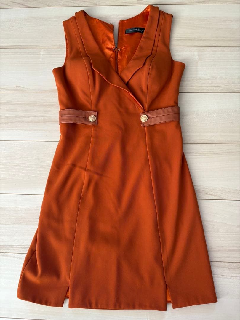 sugar オレンジ タイトドレス 【Glossy/グロッシー】襟付き