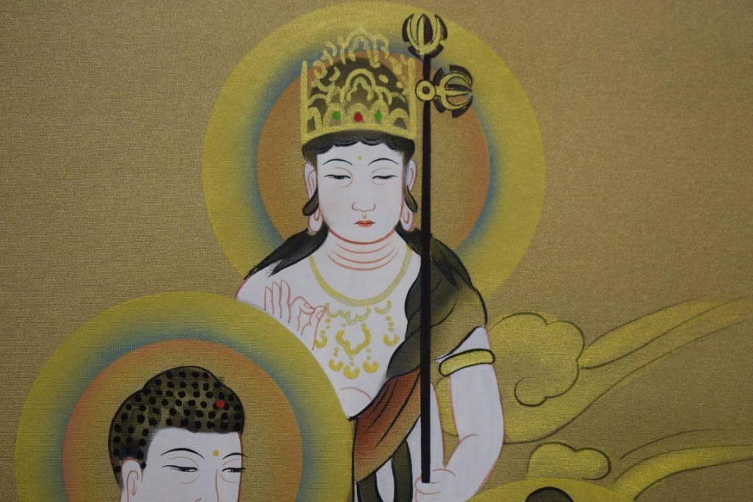 真作/福田素仙/十三仏図/十三佛図/美品/桐共箱付/布袋屋掛軸HH-105