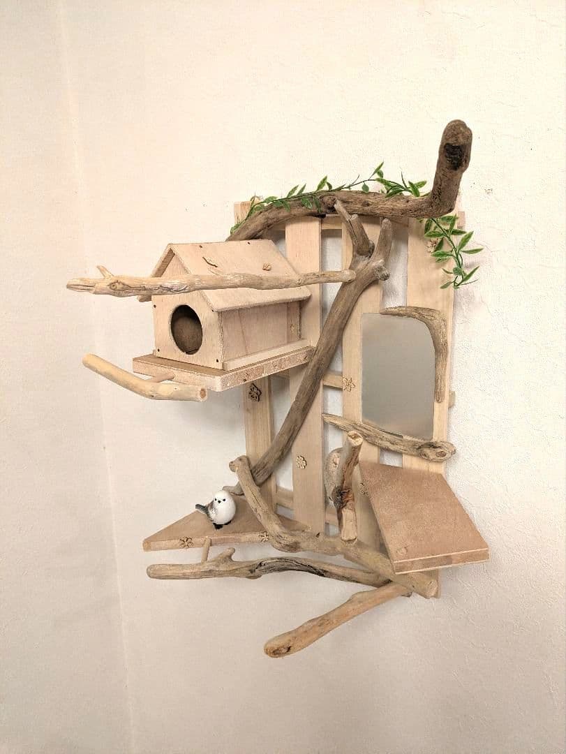 バードアスレチック　流木　壁掛け 止まり木 36バードトイ　バードジム