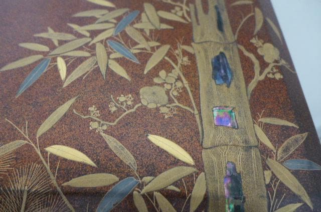 漆塗り重箱 花鳥風月 金箔装飾 木製漆器 時代物 重箱 螺鈿 松竹梅 高価な逸品
