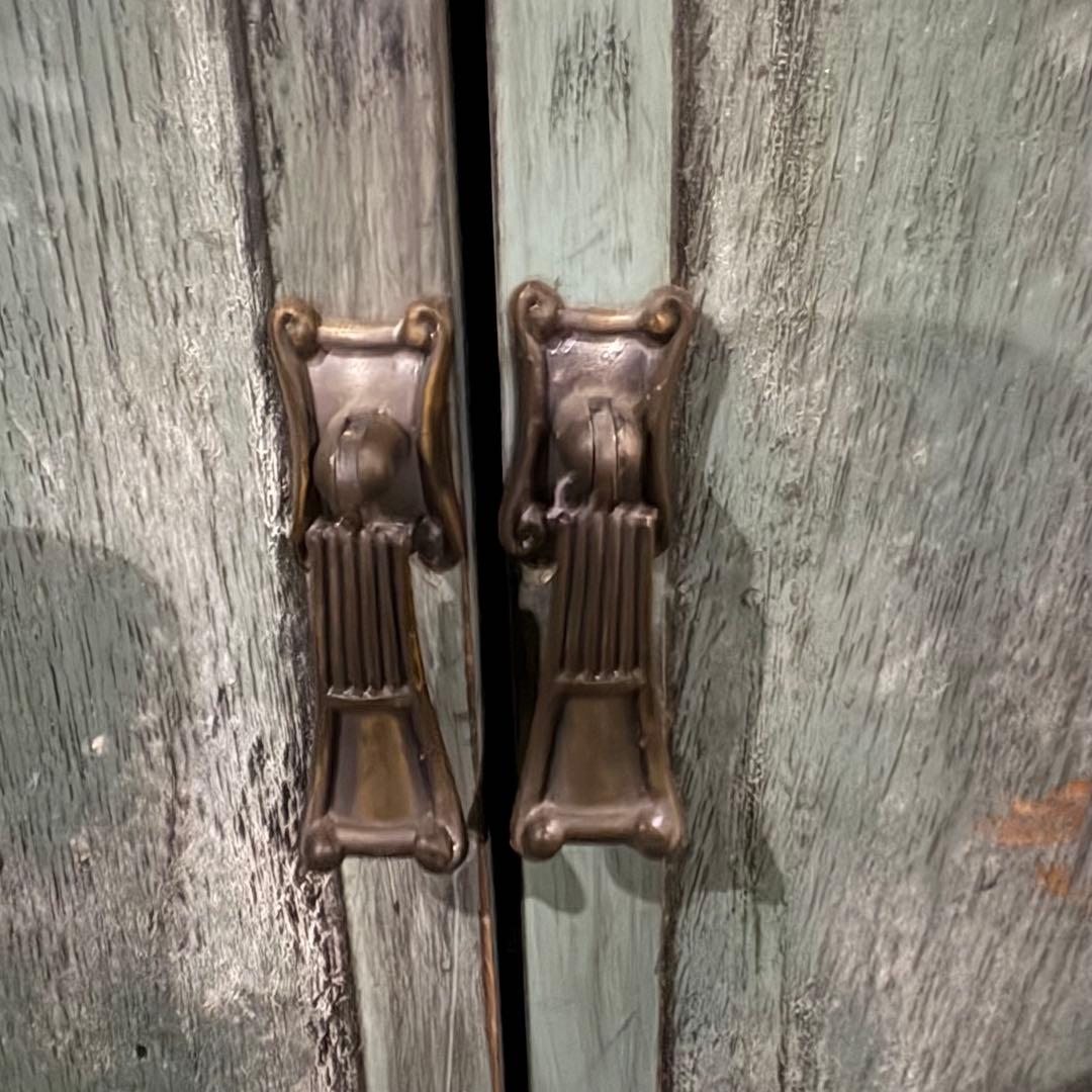 【シャビーシック】アンティーク風 キャビネット グリーン 小型収納家具