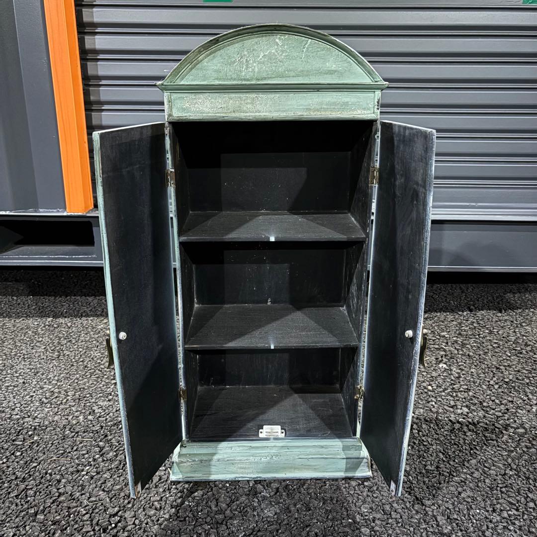 【シャビーシック】アンティーク風 キャビネット グリーン 小型収納家具