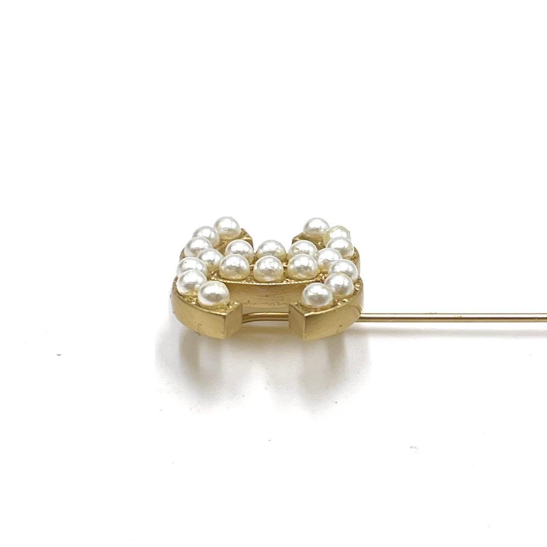 【美品】CHANEL ココマーク パール ピン ブローチ ゴールド 00S