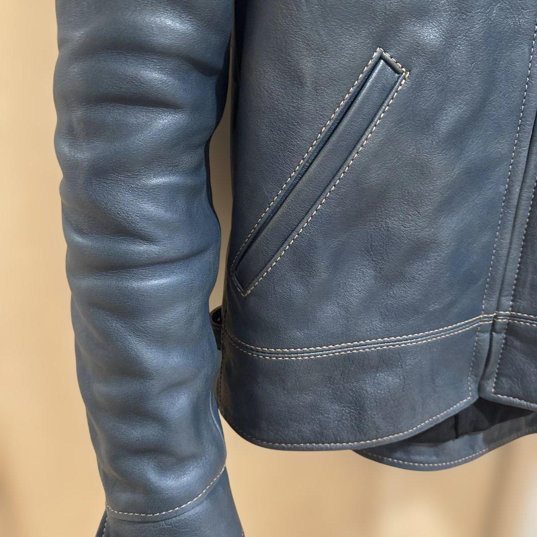 天神ワークス　コバルトブルー　JT-01 シングルジャケット　レザージャケット