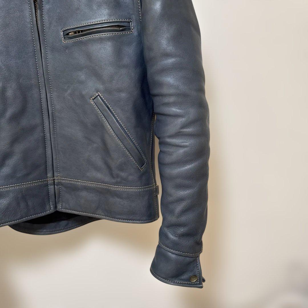 天神ワークス　コバルトブルー　JT-01 シングルジャケット　レザージャケット