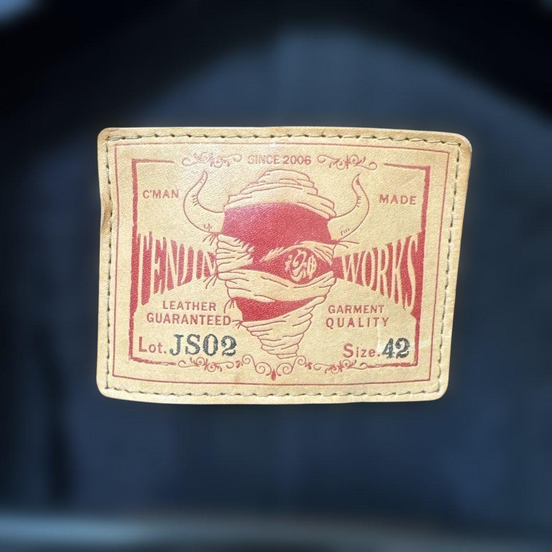 天神ワークス　コバルトブルー　JT-01 シングルジャケット　レザージャケット