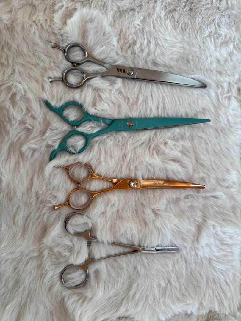 【得】トリミング用カーブハサミ3本 鉗子1本セット