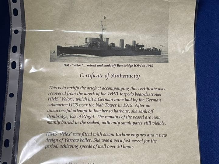 イギリス海軍　水雷駆逐艦べロックのサルベージされた残骸