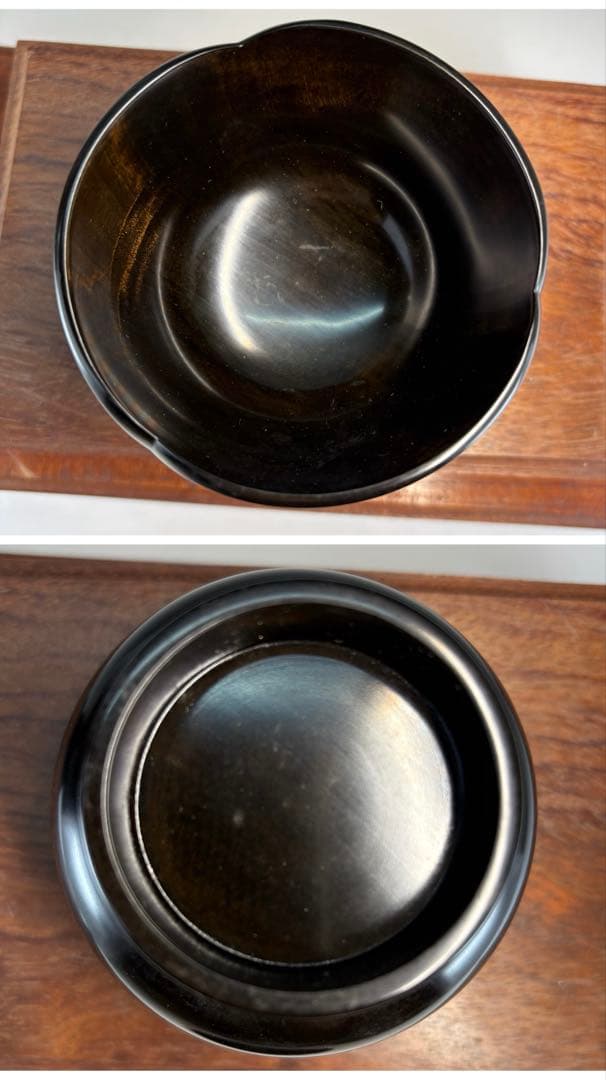 【中古品】廣田洋子造　栃拭漆螺鈿食器（共箱）