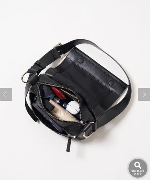 ビアズリー レザーリングボディバッグ ブラック