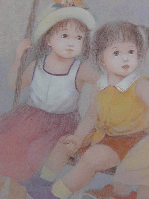 はしぐちみよこ、ブランコ、希少な額装用画集より、新品高級額装付、状態良好