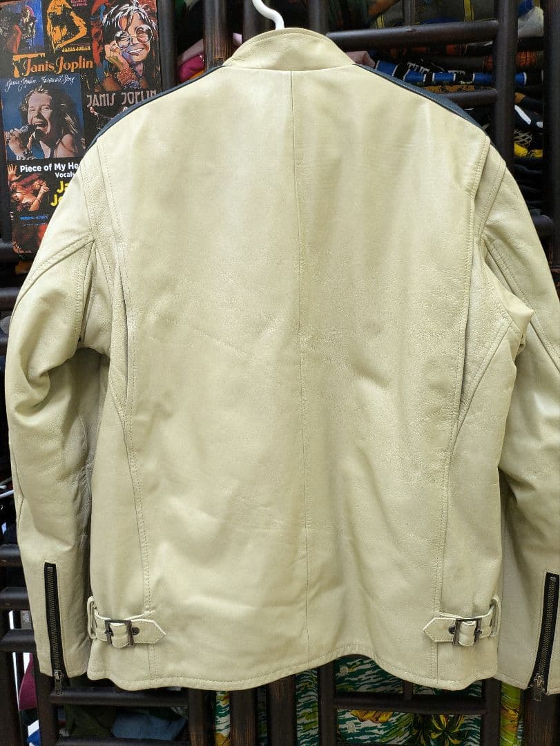 ま*。様 リューグーレザー☆馬革ベージュ シングルライダース　脱着可能ライナー付