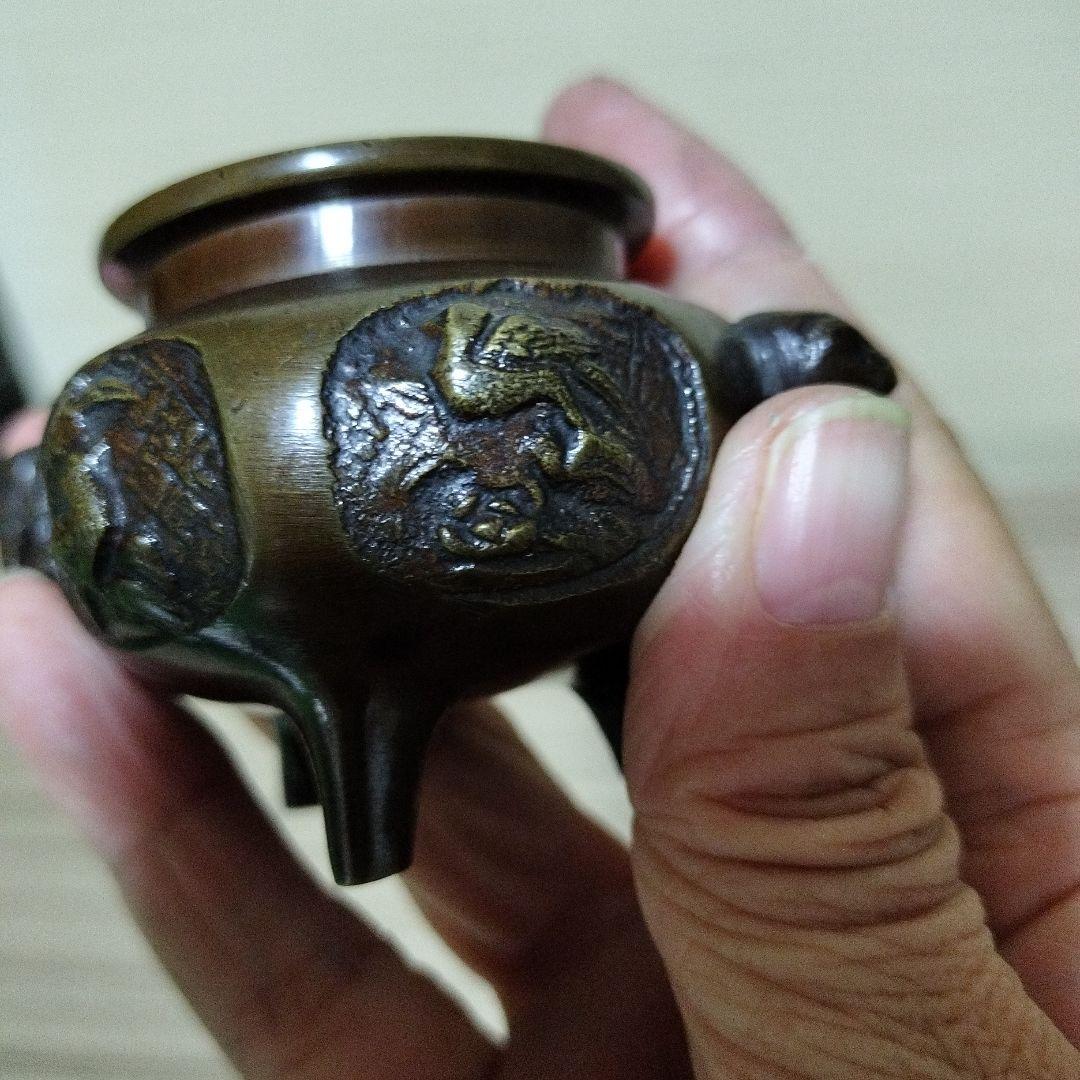 古銅器象香炉 アンティーク 年代物 2点 台座付き