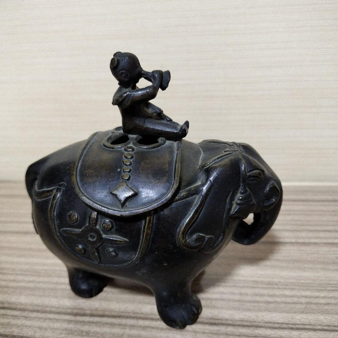 古銅器象香炉 アンティーク 年代物 2点 台座付き