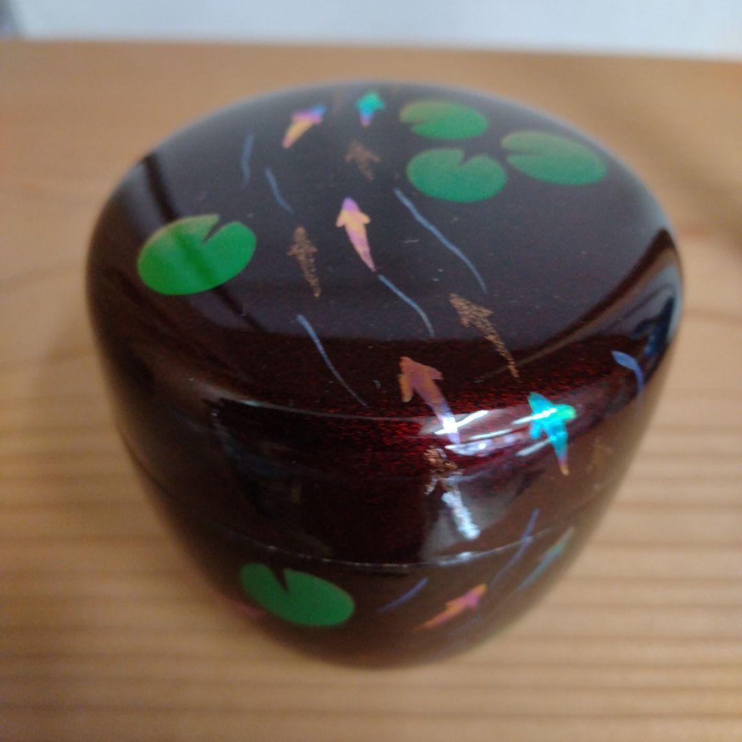 茶道具　期間限定特価　メダカ蒔絵中棗　内梨子地　新品