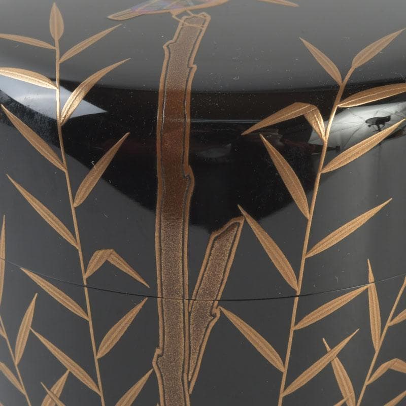 茶道具　 加賀蒔絵師　中村孝也作　川蝉蒔絵　中棗　共箱　V　9571