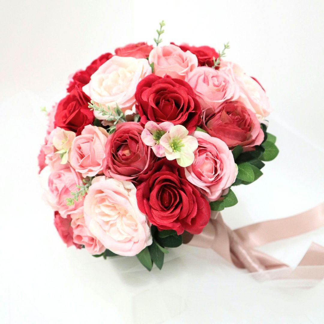人気❁赤ピンクブーケ・ブートニア2点セット❁結婚式　前撮り