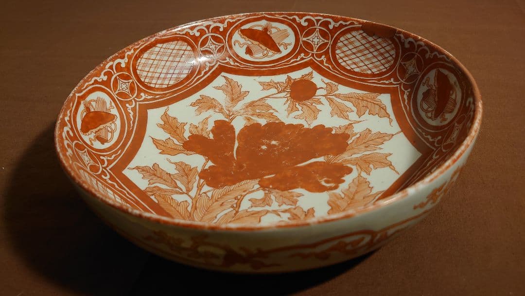 古九谷　九谷焼　赤絵　大鉢　飯田屋　宮本窯　華の図　浅井一毫　旭山　１客