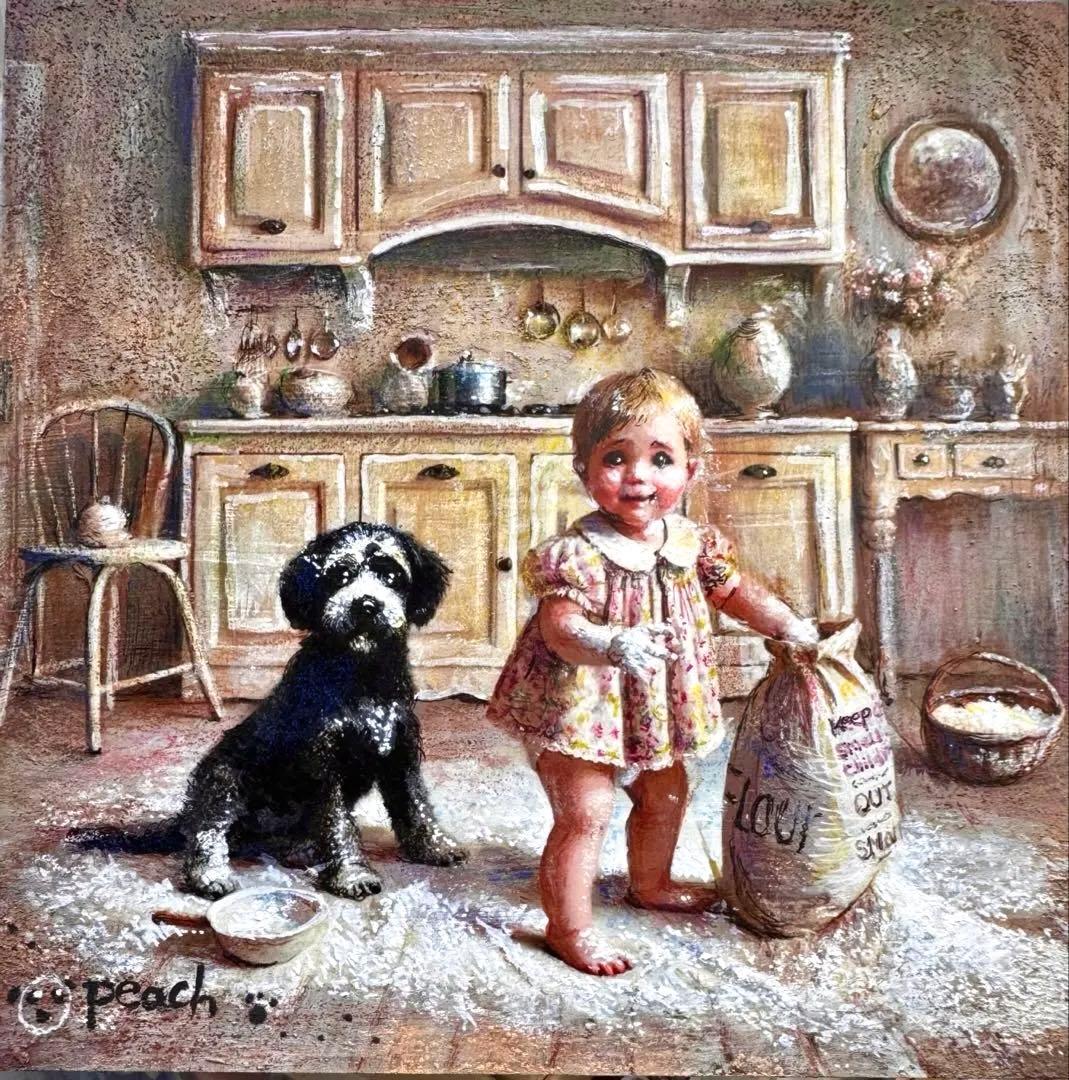 絵画原画《Curious Flour 》 toddler mischief 2