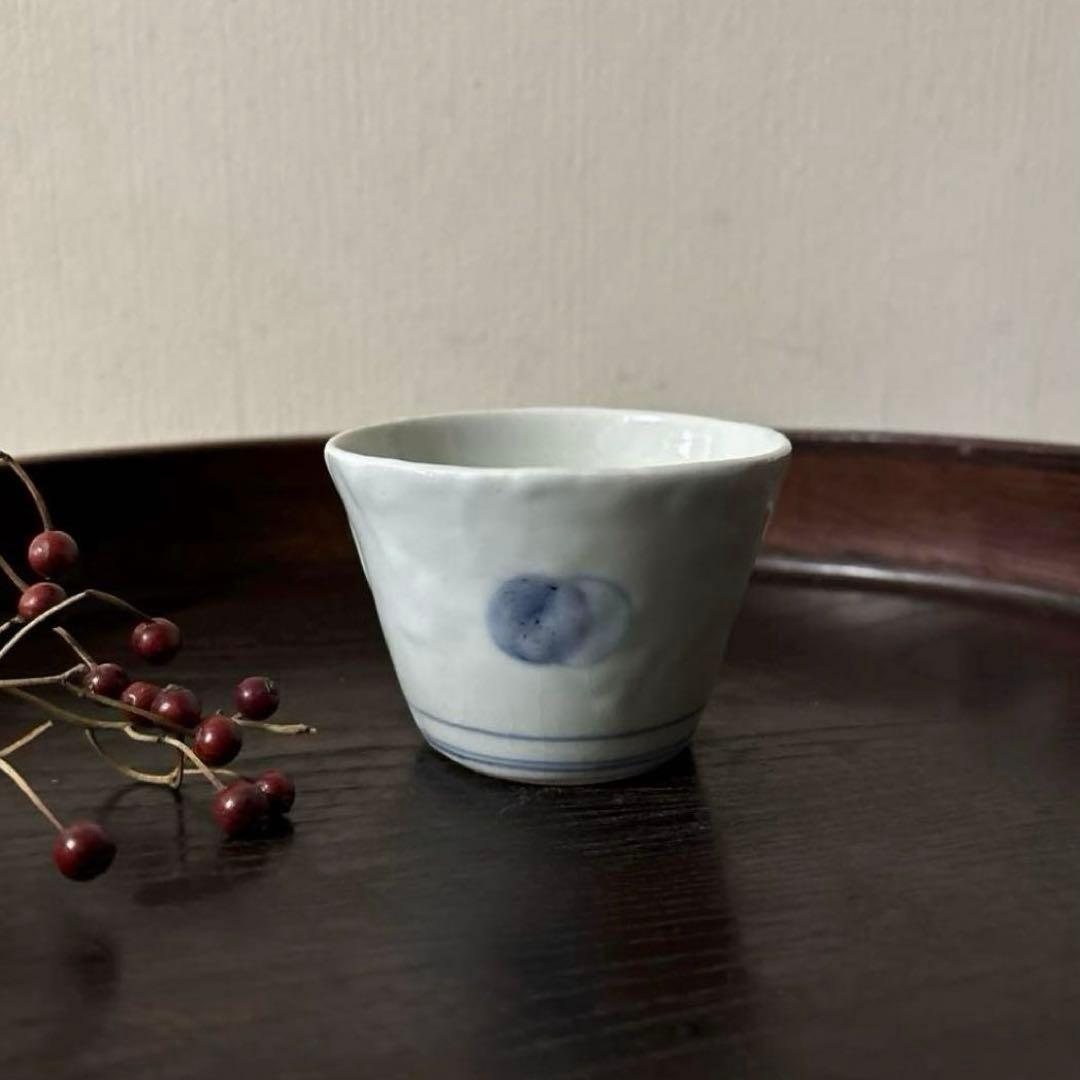 古伊万里染付丸文蕎麦猪口　生掛け　くらわんか　江戸前期　白磁　検:白洲正子　李朝