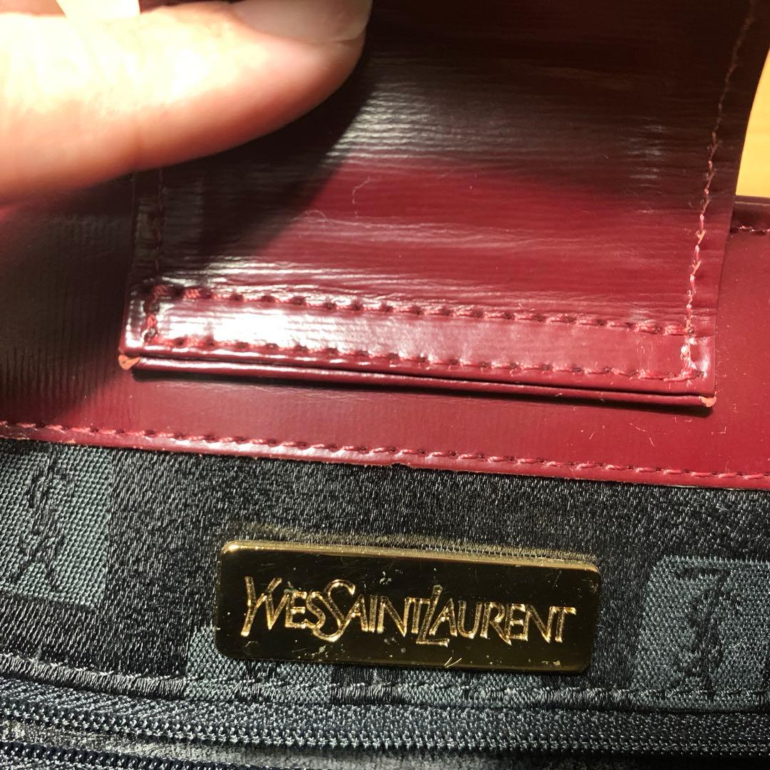 美品 イヴ サンローラン ヴィンテージ YSL バーガンディ レザー