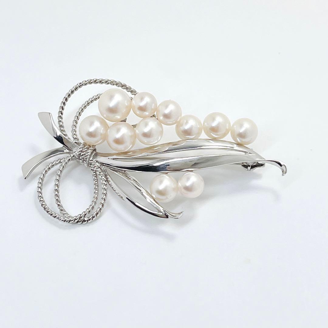 美品✨MIKIMOTO ミキモト パール　11球　ブローチ　コサージュ　リボン