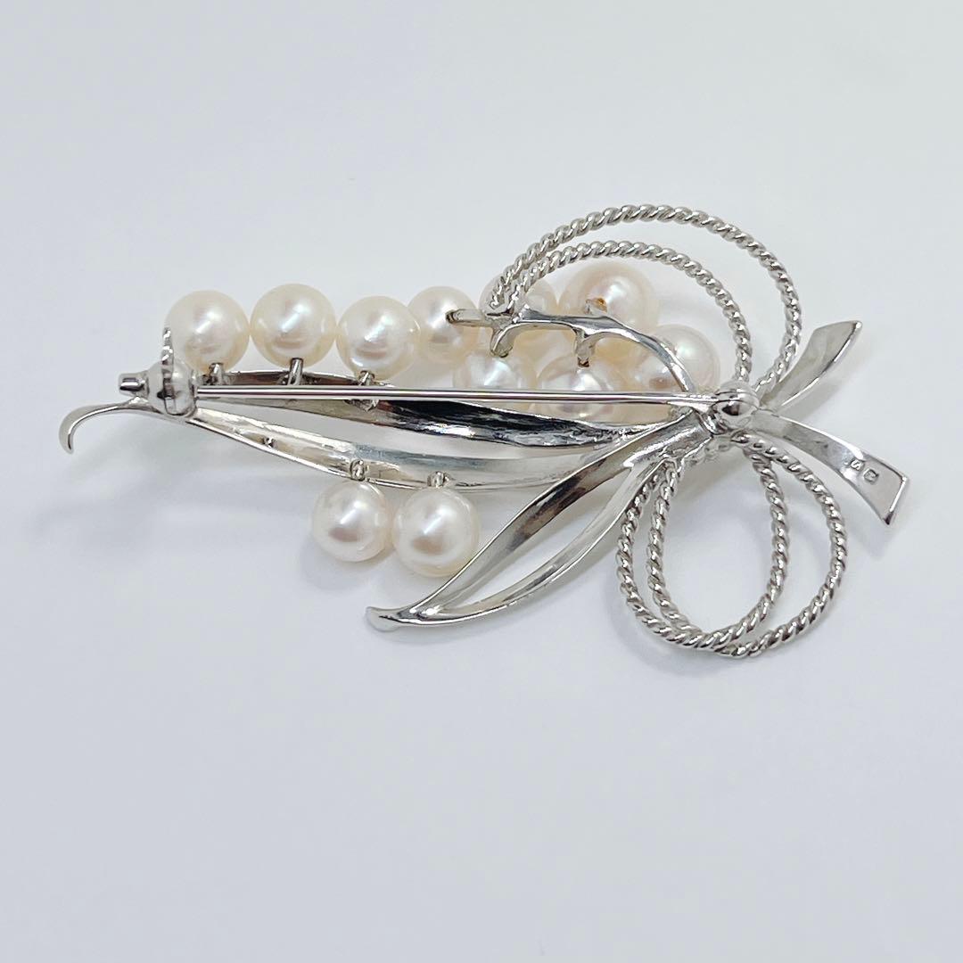 美品✨MIKIMOTO ミキモト パール　11球　ブローチ　コサージュ　リボン